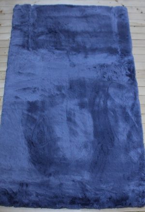 Covor Gri - Petrol din Blană Artificială